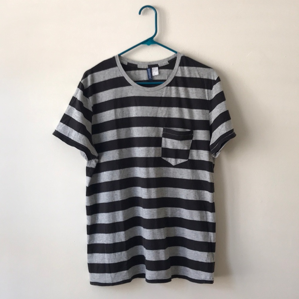 Black & Gray Striped Cotton Tee